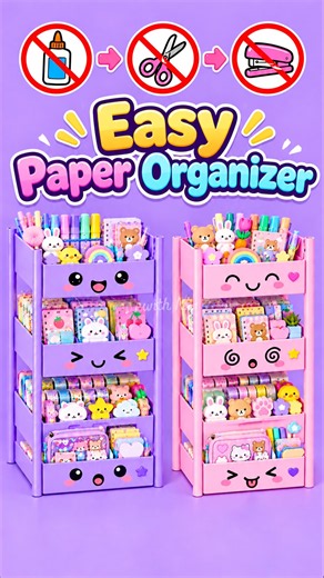 How to make easy paper organiser / no glue no scissors craft / easy stationery art #shorts #craft