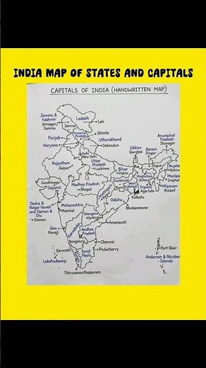 State and capitals of India with map 🗾 #map #indiamap #stateandcapital #examcracker #staticgk