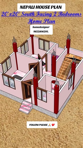 Top Beautiful House Plan 👌❤️❤️❤️ #homedesigner #2bhk