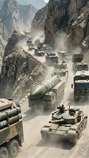 China’s Massive Military Convoy in the Mountains – Modern Weapons on the Move AI 2 #ChinaMilitary