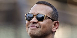 Alex Rodriguez takes batting practice with snowballs in the park