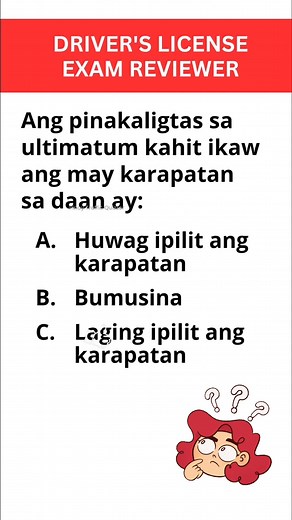 198K views · 3.3K reactions |  Driver's License | Quiz - Ultimatum #notoroadrage #TrafficQuiz #driverslicense | Pinoy Traffic Quizzer | Facebook