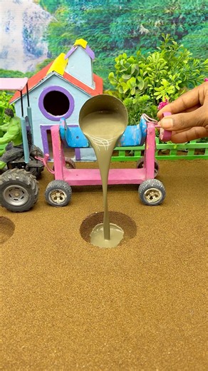 😱 Real Working Mini Tractor Making Cement Pillar | Amazing DIY Construction Machine 🚜 #shorts