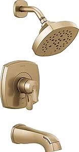Delta Faucet Stryke 17 Series Dual-Function Gold H2Okinetic Shower Faucet Set, Shower Handle, Delta Shower Trim Kit, Lumicoat Champagne Bronze T17476-CZ-PR (Valve Not Included)