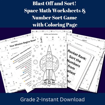Grade 2 Math Worksheets & Number Sort Game–Addition, Subtraction, Mixed Practice