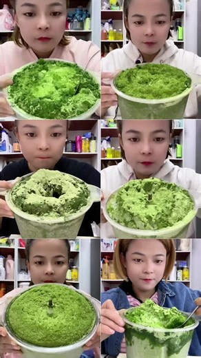 20 Matcha-Flavored Ice Eating ASMR Compilation