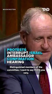 Protesters disrupted the confirmation hearing for Mike Huckabee, President Donald Trump's nominee to be ambassador to Israel. READ MORE: https://bit.ly/4j5Ku1I #israel #palestine #gaza #senate #donaldtrump #politics #news | The National Desk - TND