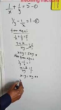 how to solve simultaneous equations involving fractions #simultaneousequation