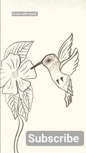 Easy Hummingbird Drawing with Flower 🌸🐦 | Cute & Creative Bird Art