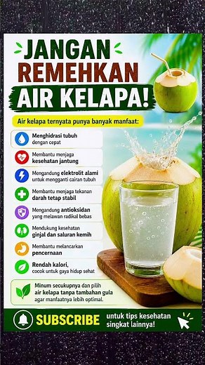 JANGAN REMEHKAN AIR KELAPA! 🥥 8 Manfaatnya untuk Kesehatan yang Wajib Kamu Tahu!