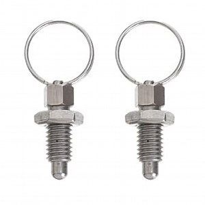 Scicalife 2pcs Steel Non Lock-Out Stubby Hand Retractable Spring Plunger with Pull Ring (LHFSS-8-1.25-5 Stainless Steel Round Head)