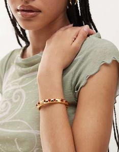 En Route ruby kiss 18k gold plated cuff bracelet with red carmelian stones  | ASOS