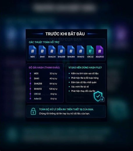 🛠️ File Hash Tool – Tạo & Kiểm Tra File MD5, SHA256, SHA3, BLAKE3