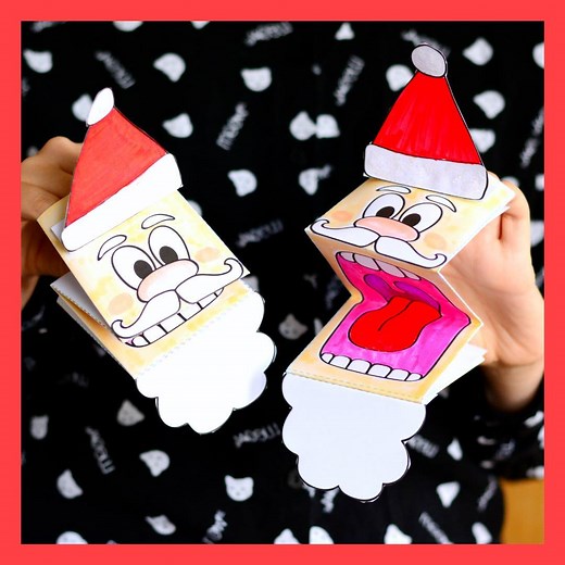 SANTA PAPER PUPPET - printable Santa template included 🎅 https://www.easypeasyandfun.com/printable-santa-paper-puppet/ | Easy Peasy and Fun