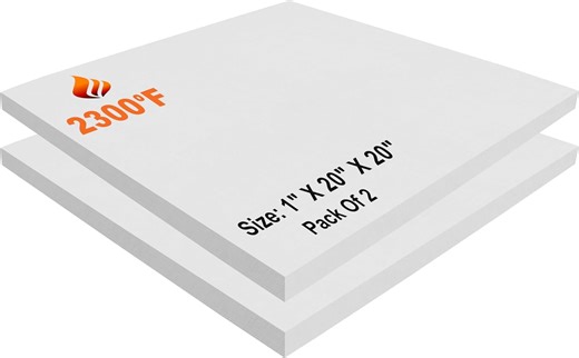 Ceramic Fiber Board - 20" x 20" x 1" Thick - 2300F - 2 Pack Of Fireproof Insulation Board For Stoves - Fireplaces - Pizza Ovens - Furnaces - Kilns - Forges - Boilers