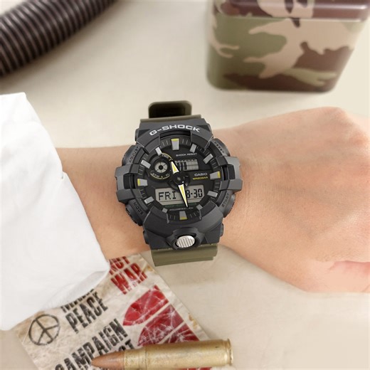 G-SHOCK CASIO / GA-710TU-1A3 / 卡西歐 軍事風格 雙顯 大錶殼 防水200米 橡膠手錶-黑x橄欖綠 / 53mm | G-SHOCK | Yahoo購物中心