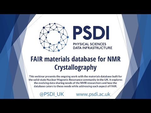 FAIR materials database for NMR Crystallography - PSDI Webinar