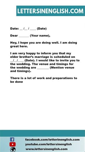 Invitation Letter to Attend the Marriage Party of Your Elder Brother