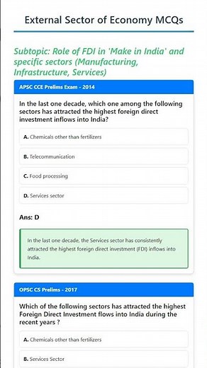 Role of FDI in 'Make in India' and specific sectors Manufacturing, Infrastructure, Services