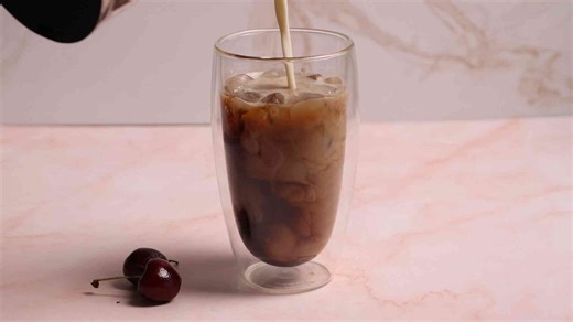 This Cherry Vanilla Iced Latte makes me feel like I am at a cafe!