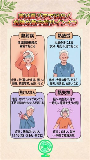 実は夏バテではなく危険な熱中症サイン4つ #熱中症 #熱中症対策 #夏の健康 #夏バテ対策 #シニア健康#高齢者の健康