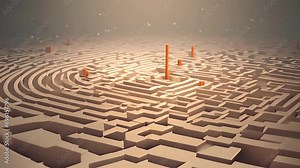 Minimal animation of a maze being solved in a continuous loop, representing the journey towards a goal.