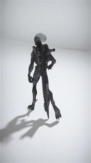 Alien Creature with Intricate Exoskeleton and Tail