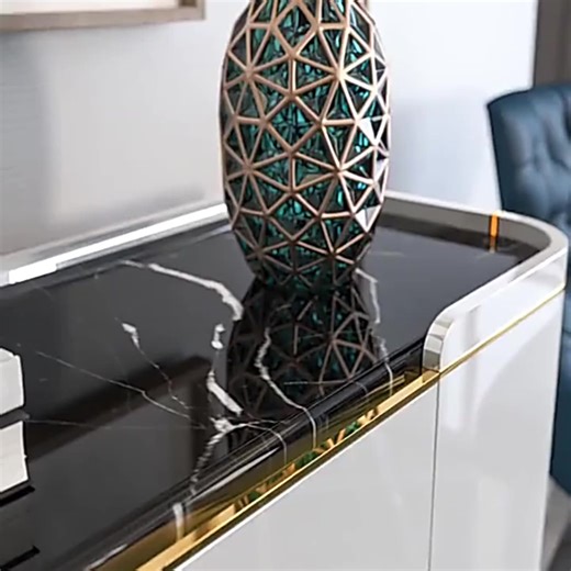 Multi Drawers MDF Cabinet Living Room Furniture Marble Top Console Table With Stainless Steel Frame Side Cabinet