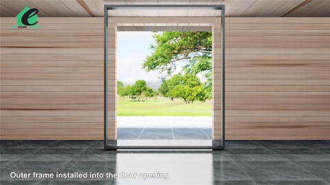 ERIS 144 in. x 96 in. Matte Black Universal Handing Aluminum Sliding Patio Door with Aluminum Frame and Lockset BS-14496