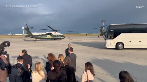President Trump arrives in Calgary on Air Force 1 for G7 summit