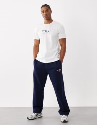 Polo Ralph Lauren Sport capsule flag logo knitted wide leg joggers in navy | ASOS