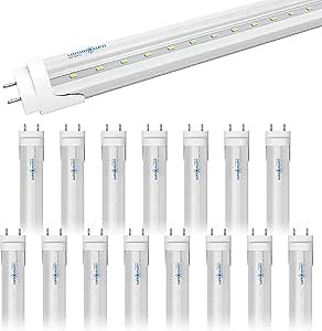 LUMINOSUM T8 LED Tube Light Bulbs 4 Foot 20W 40W Equivalent 6000K Cool White 2000LM, T8 T10 T12 Fluorescent Replacement, Dual-end Powered Ballast Bypass, Clear Cover ETL Listed for Shop 16-Pack