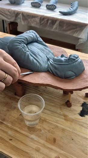 preparing the sculptures for silicone mold making