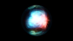 Download Abstract energy sphere with glowing bright particles, atom from energy scientific futuristic hi-tech background for free