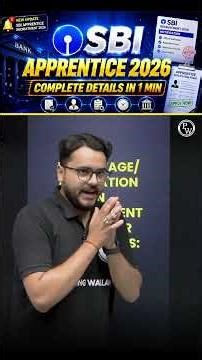 SBI Apprentice 2026 | Complete Details in 1 min #sbiapprentice #sbinotification #bankingwallah