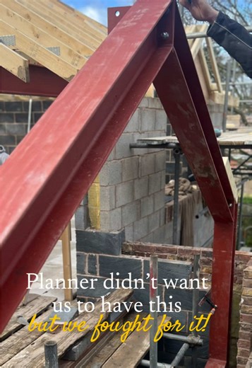 A-Frame Steel Structure Progress for Front Entrance