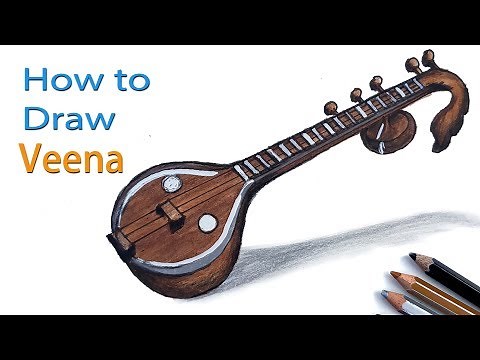 How to Draw Veena Step by Step (Very Easy)