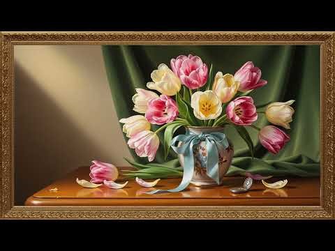 Soft Pastel Floral Painting | Elegant Home Art Screen