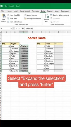 Secret Santa in Excel using Rand Function