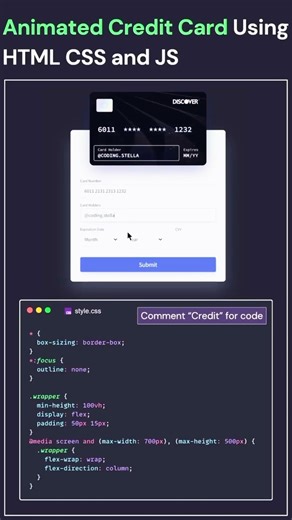 Animated Credit Cards using HTML CSS JS 👀 #like #views #subscribe #viral #trending #viralvideo