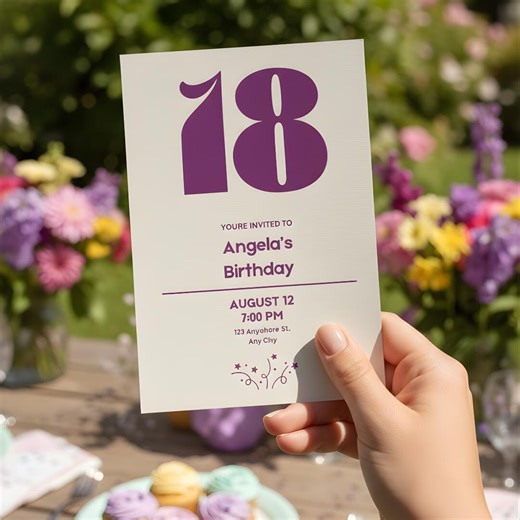 Purple Birthday Party Invitation | Editable Canva Template (digital Download) - Etsy