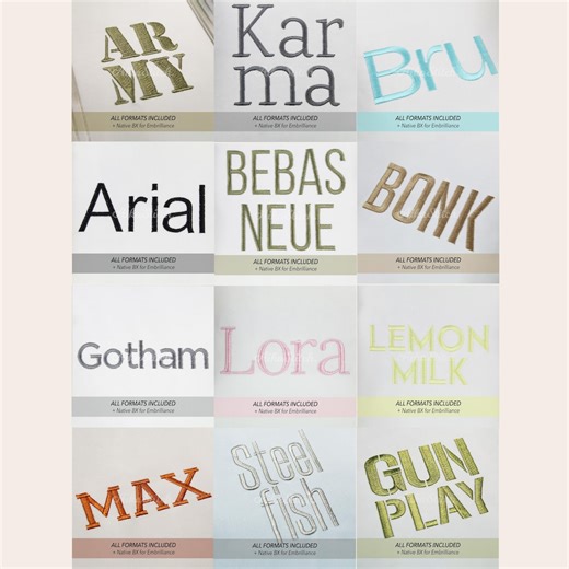 Bundle 12 Bold Block Embroidery Fonts; Native Bx Font Alphabet; Satin Stitch BX Format; - Etsy UK