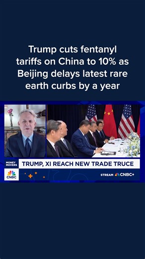 Beijing on Thursday paused export controls on rare earths, while Washington cut fentanyl-linked tariffs, following a high-stakes meeting between U.S. President Donald Trump and his Chinese counterpart Xi Jinping in South Korea. Full details: cnb.cx/3X1jk2L | CNBC