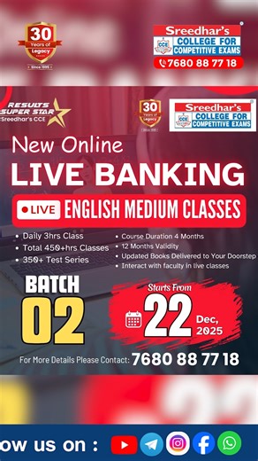“Serious for Govt Exams? Join Our New Online Batch Now! 🔥📚”#sreedharscce #bank #ssc #rrb