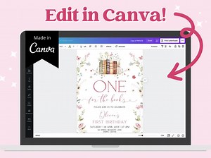 First Chapter Birthday Bundle, One for the Books Birthday Bundle, Book Themed Birthday, Storybook Birthday Decor, Invite, Girl, Canva - Etsy