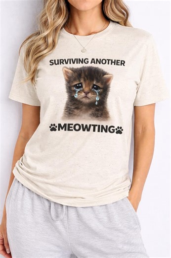 Funny Cat Shirt, Crying Cat Tee, Office Humor Shirt, Coworker Gift, Surviving Another Meeting - Etsy
