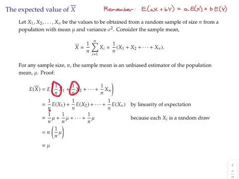 Stats topic 8 video 2: Expected value and variance of the sample mean