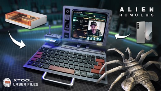 This retro alien computer terminal prop was made on the Xtool S1
