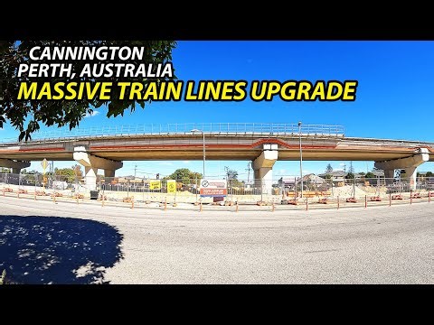 Walking Tour 4K: Elevated Train Lines Construction, World's Smallest Roundabout (Perth, Australia)