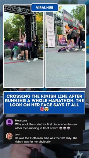 The MOMENT she realized she was the First Lady finisher! Emotional 😭🏅 #MarathonLife #Runners #Viral